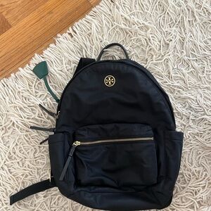 Tory Burch Black / Green and Gold Backpack